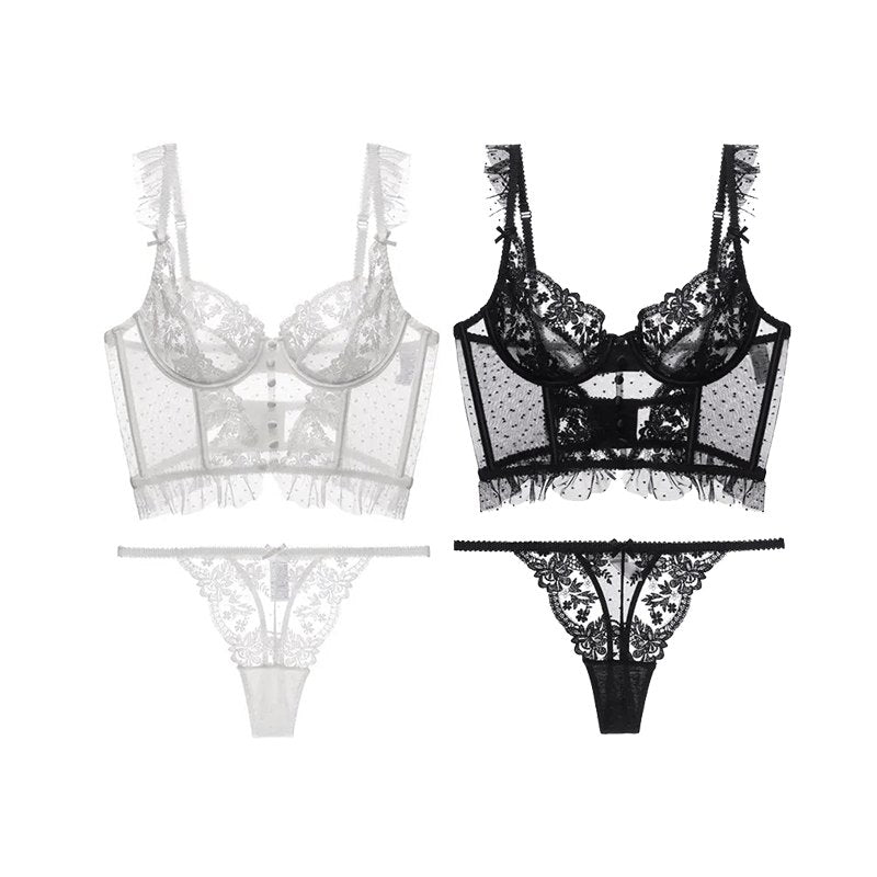 Longline italian lace bra thong set, photo 9