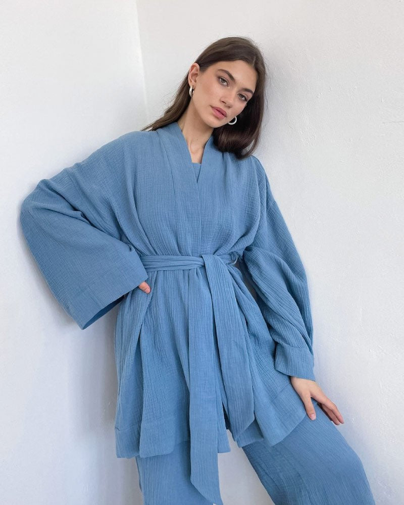 Loose fit gauze pajama bathrobe set, photo 5