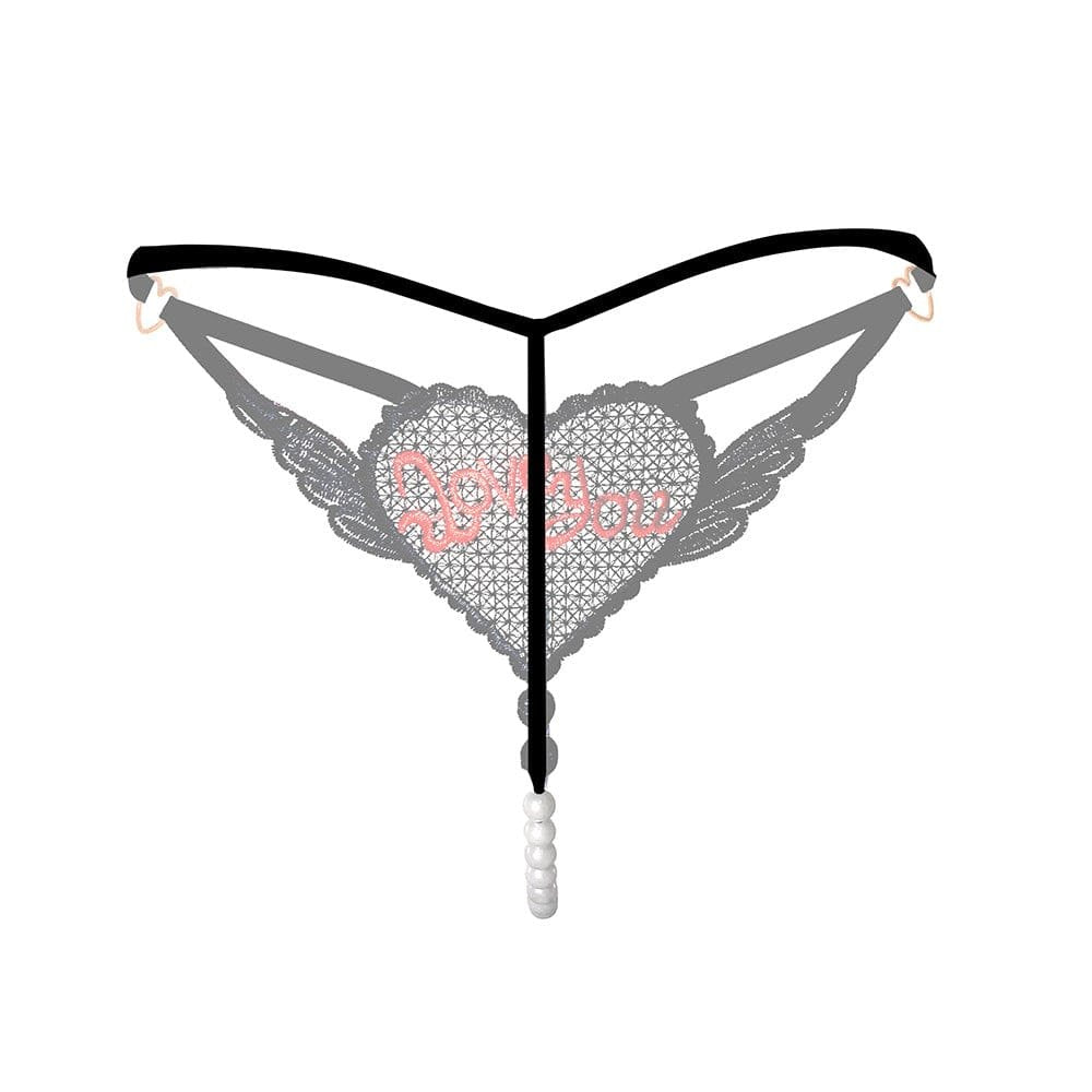 Heart applique crotchless mesh panty with pearl tail, photo 3