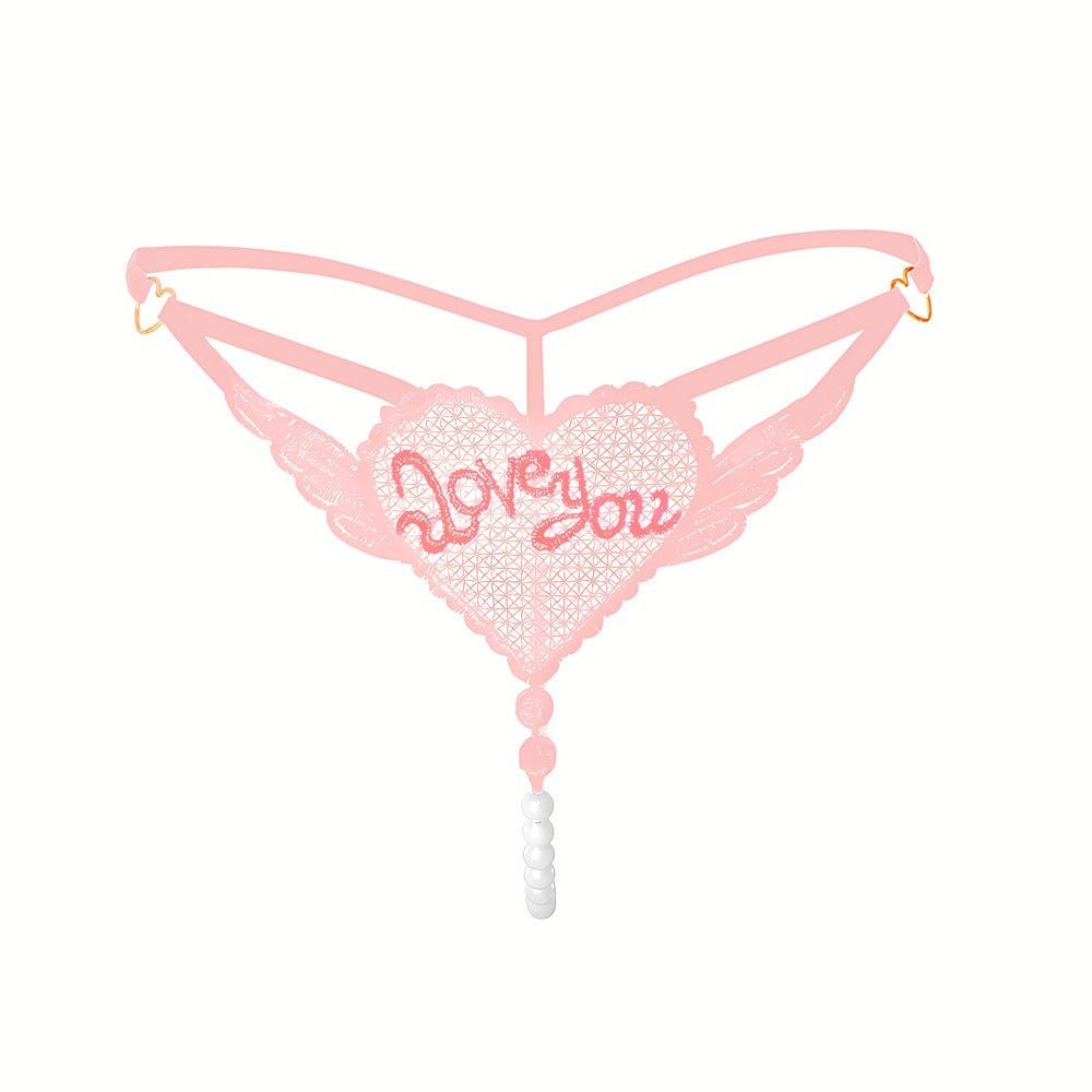 Heart applique crotchless mesh panty with pearl tail, photo 4