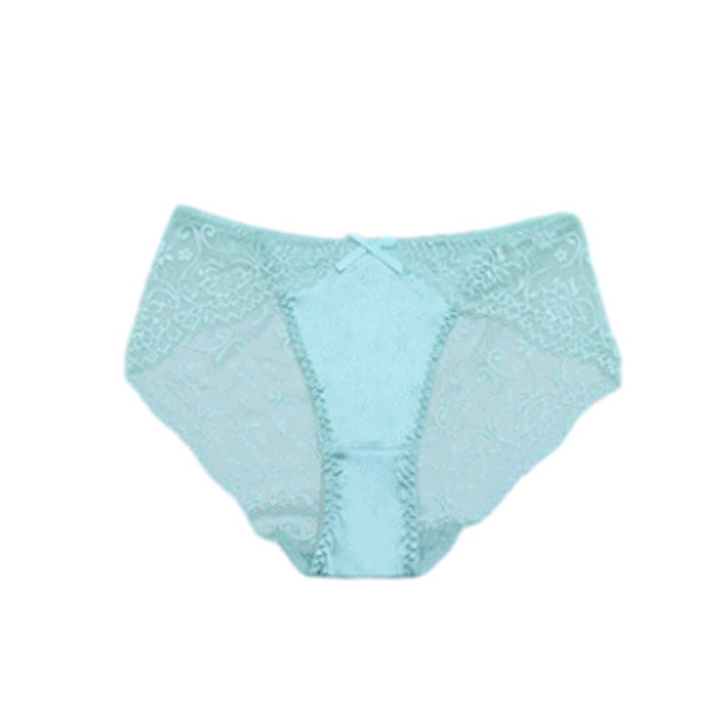 Green low rise lace bow cotton thong