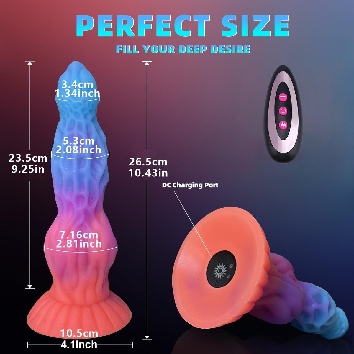 Multicolor glow-in-the-dark dragon fantasy dildo, photo 5