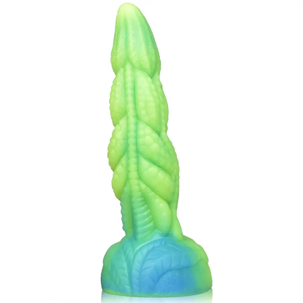 non-luminous A luminous ridged fantasy dildo