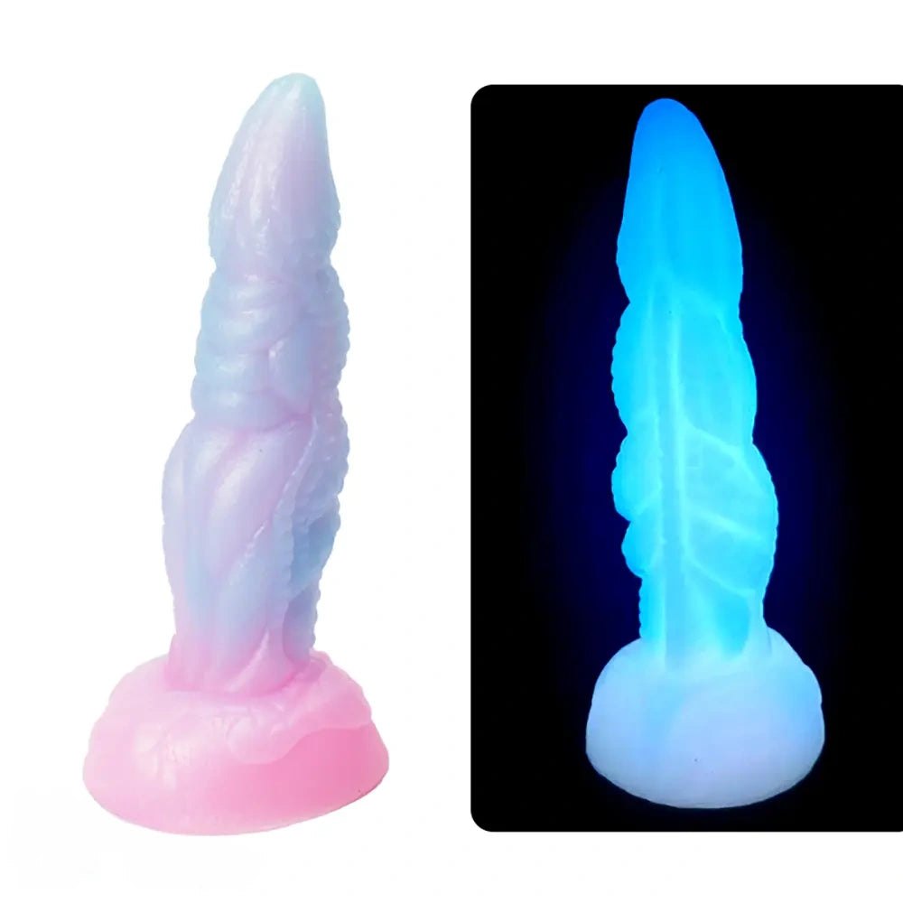Luminous ridged fantasy dildo, photo 5