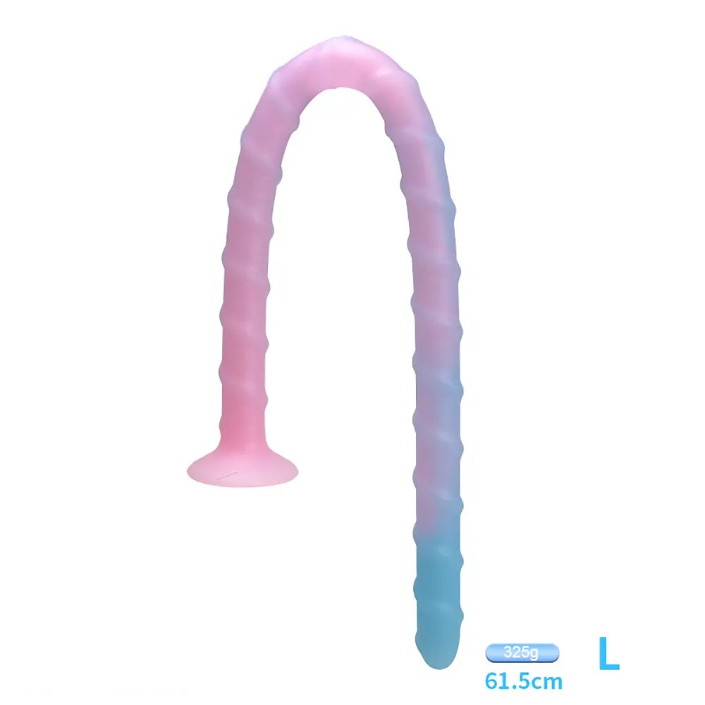 luminous ribbed spiral silicone fantasy dildo