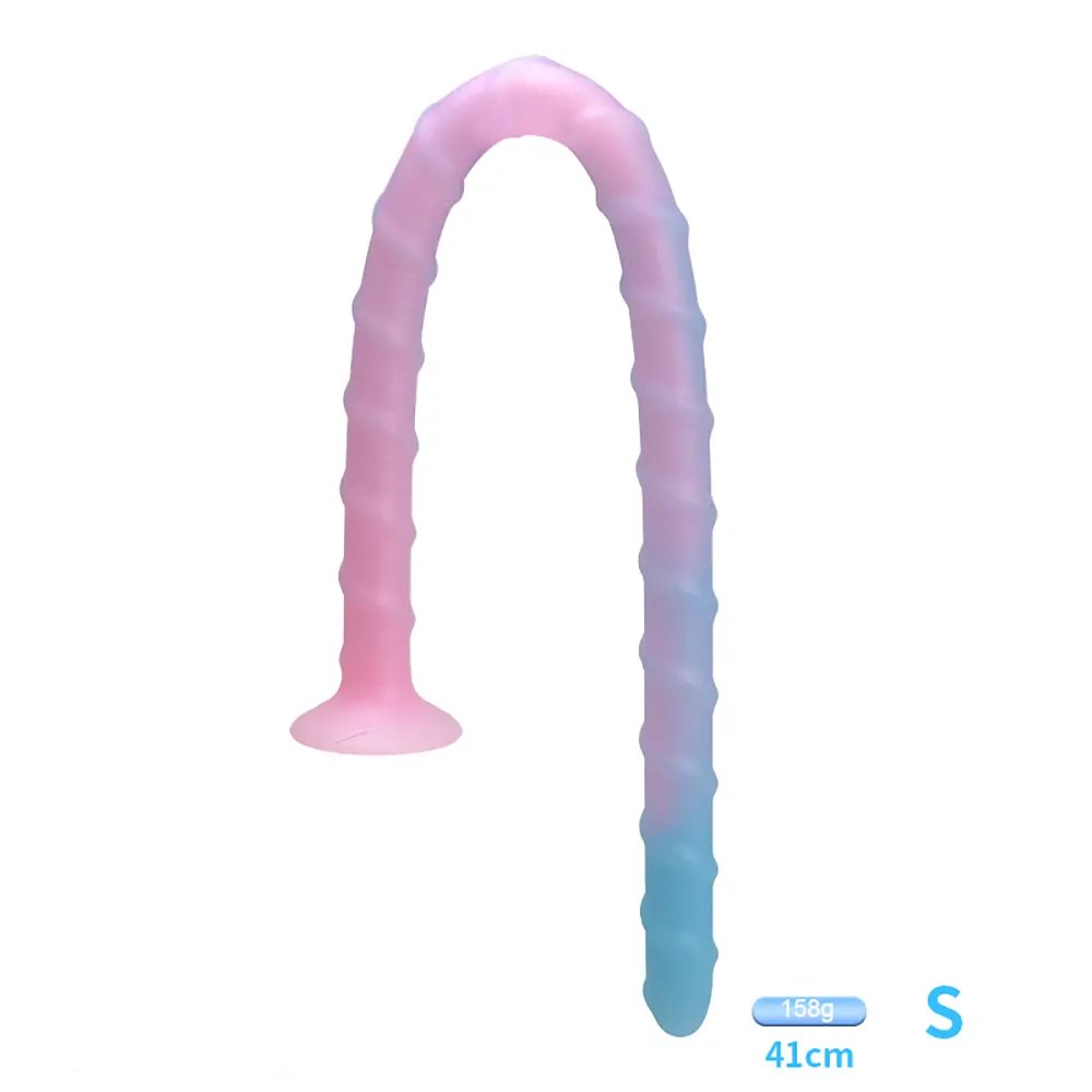 luminous ribbed spiral silicone fantasy dildo