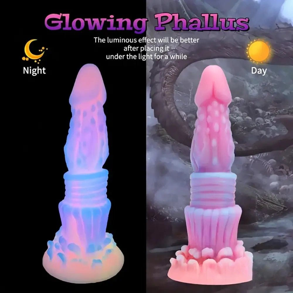 Luminous ridged fantasy dildo, photo 4