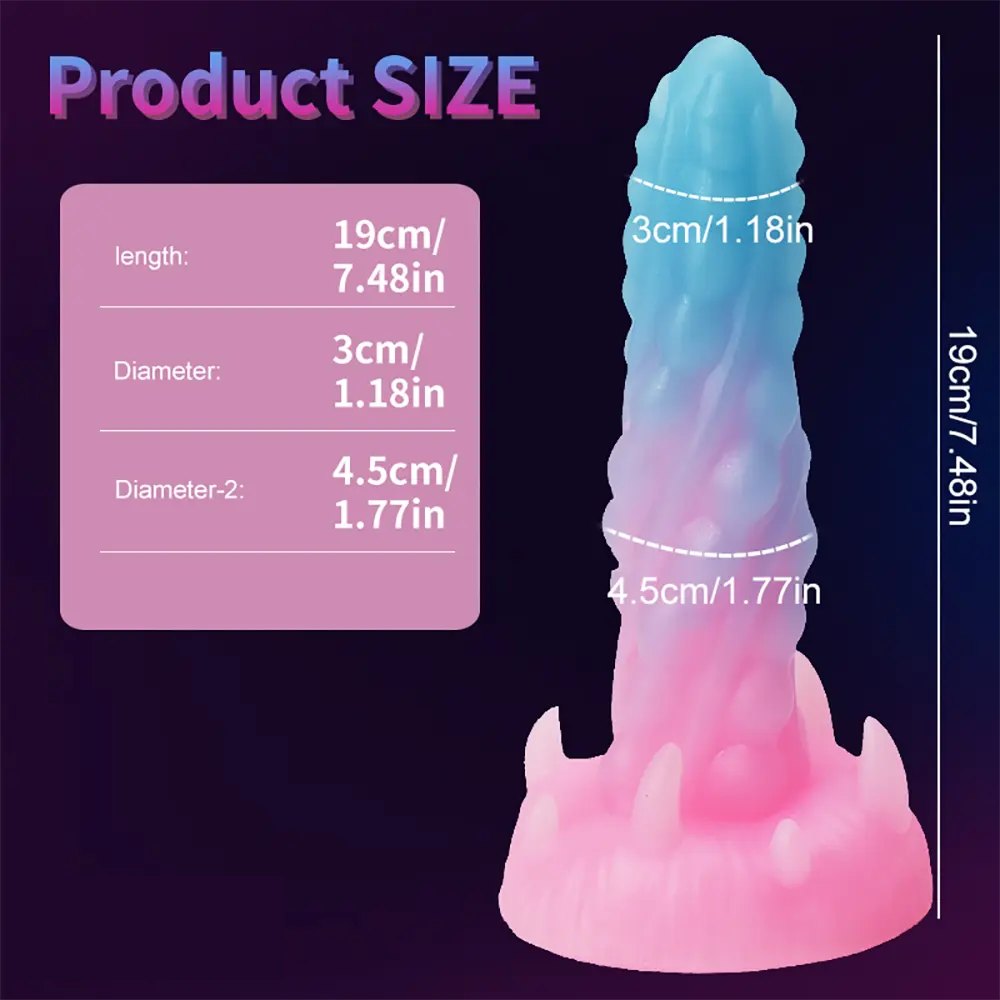 Luminous spiked fantasy silicone dildo, photo 16