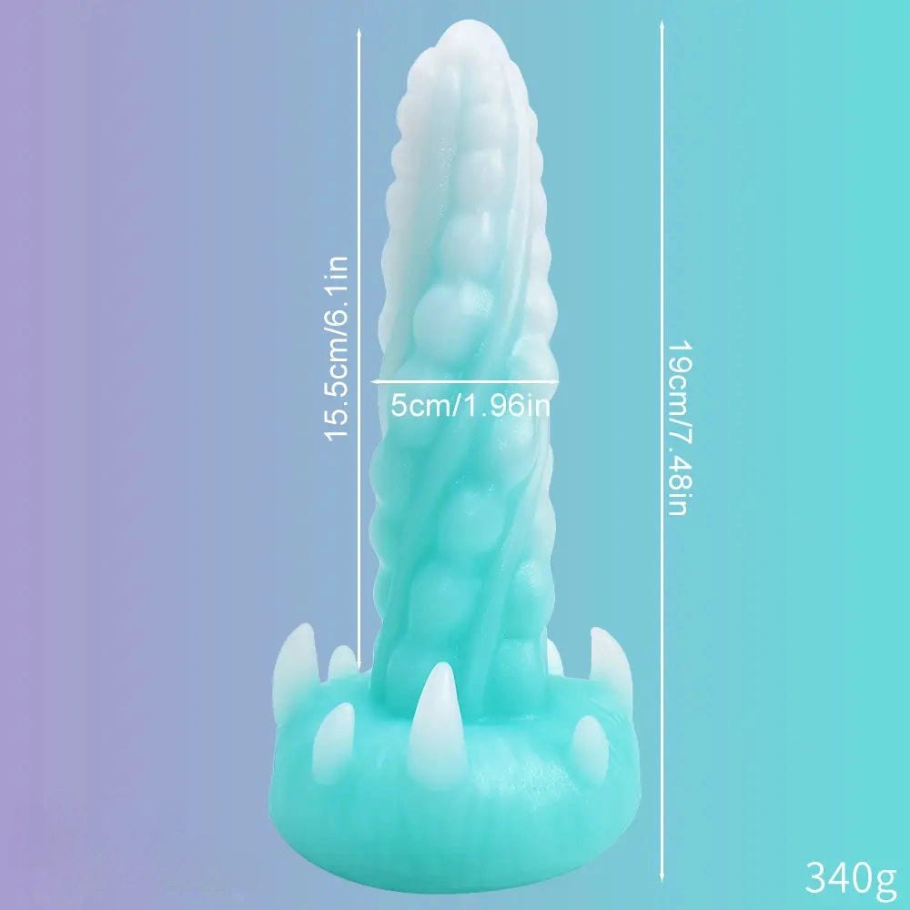 Luminous spiked fantasy silicone dildo, photo 4