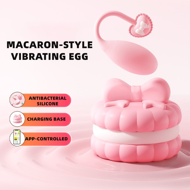 Pink macaron-shaped bullet egg vibrator, photo 2