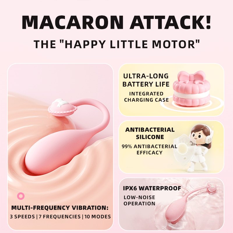 Pink macaron-shaped bullet egg vibrator, photo 3