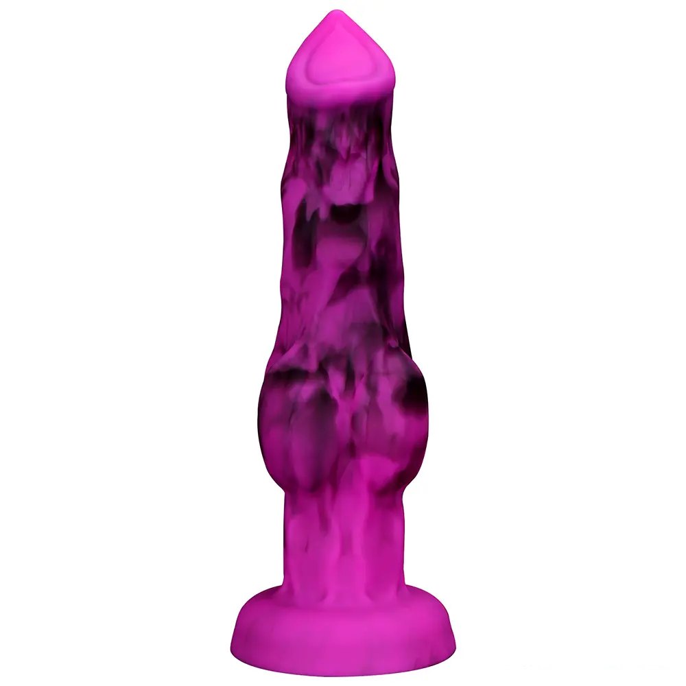 Magenta black marbled knotted fantasy dildo, photo 1
