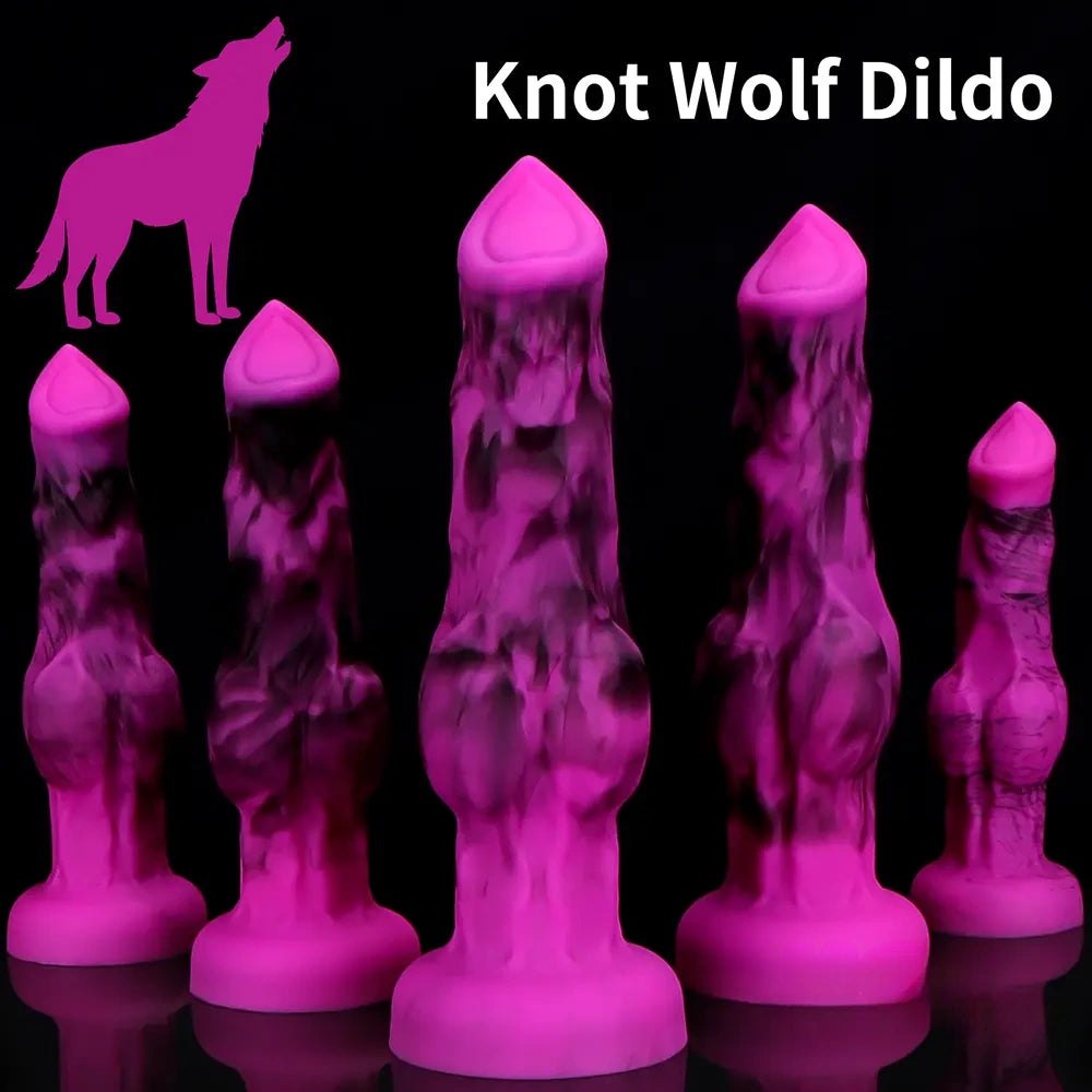 Magenta black marbled knotted fantasy dildo, photo 2