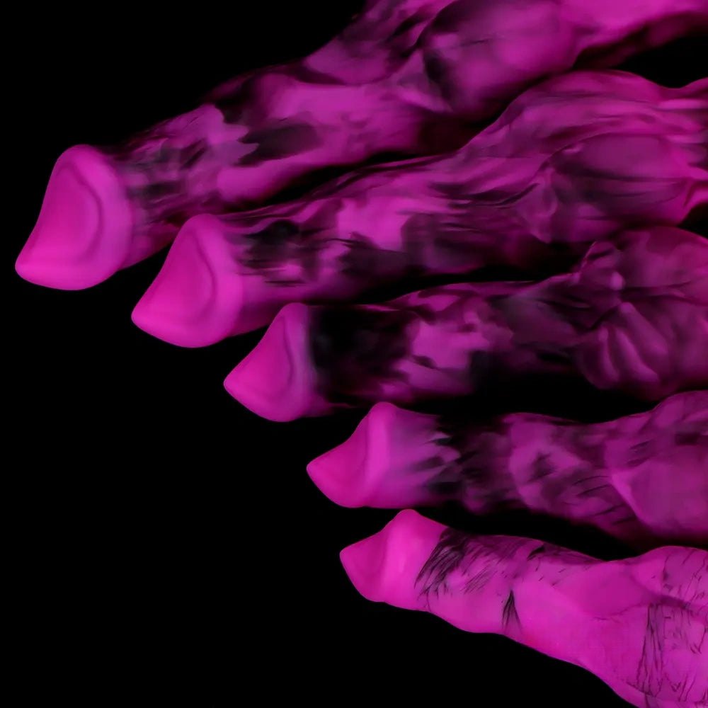 Magenta black marbled knotted fantasy dildo, photo 4