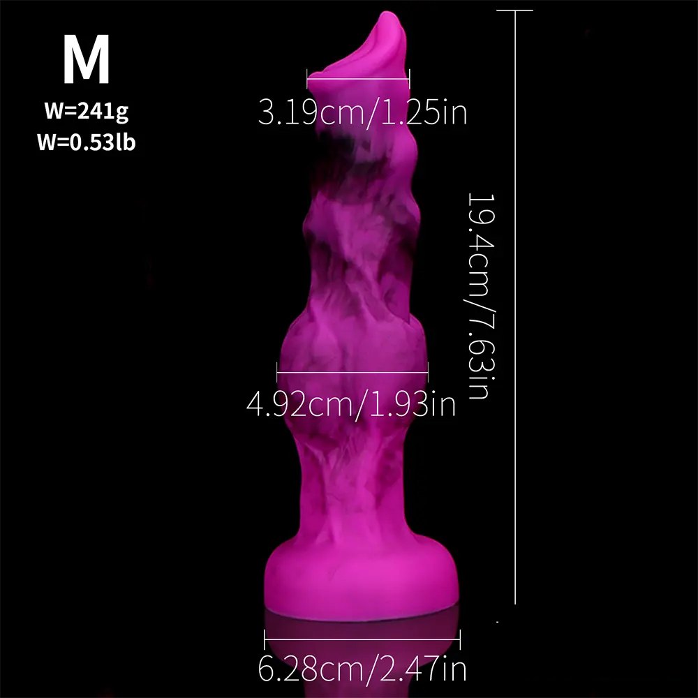 Magenta black marbled knotted fantasy dildo, photo 6
