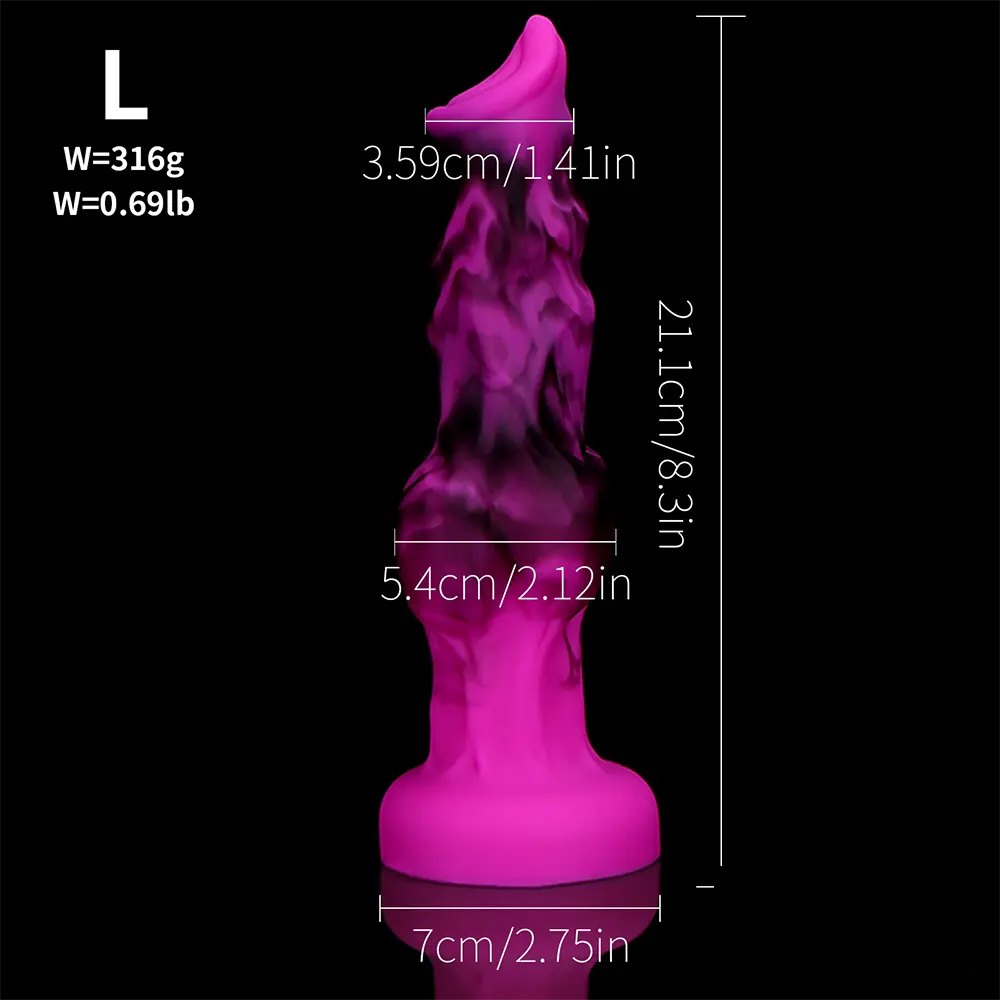 Magenta black marbled knotted fantasy dildo, photo 7