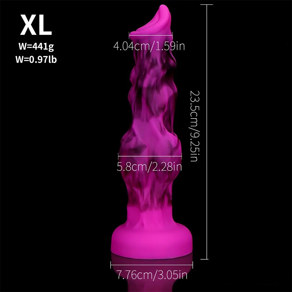 Magenta black marbled knotted fantasy dildo, photo 8