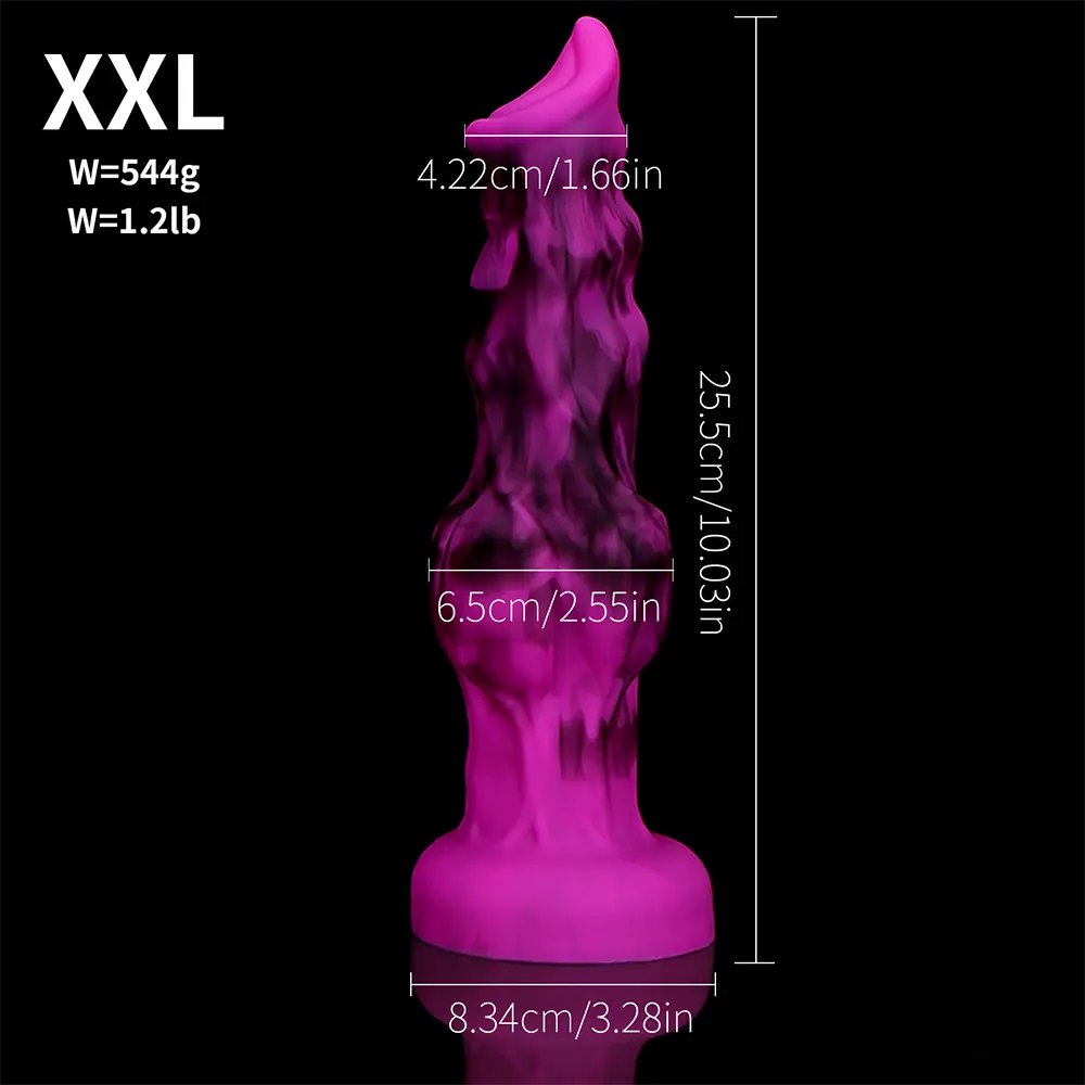 Magenta black marbled knotted fantasy dildo, photo 9