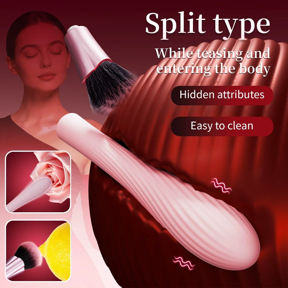 Pink makeup brush clitoral vibrator, photo 3
