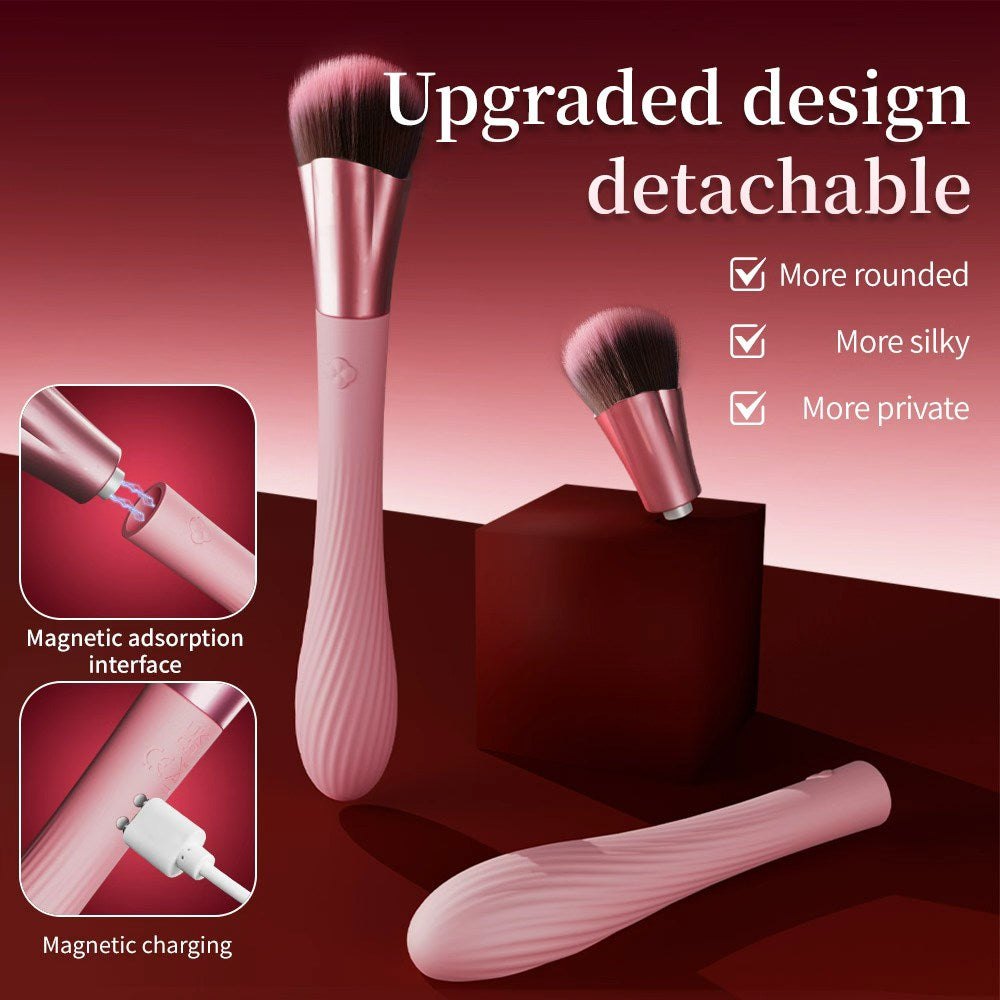 Pink makeup brush clitoral vibrator, photo 6