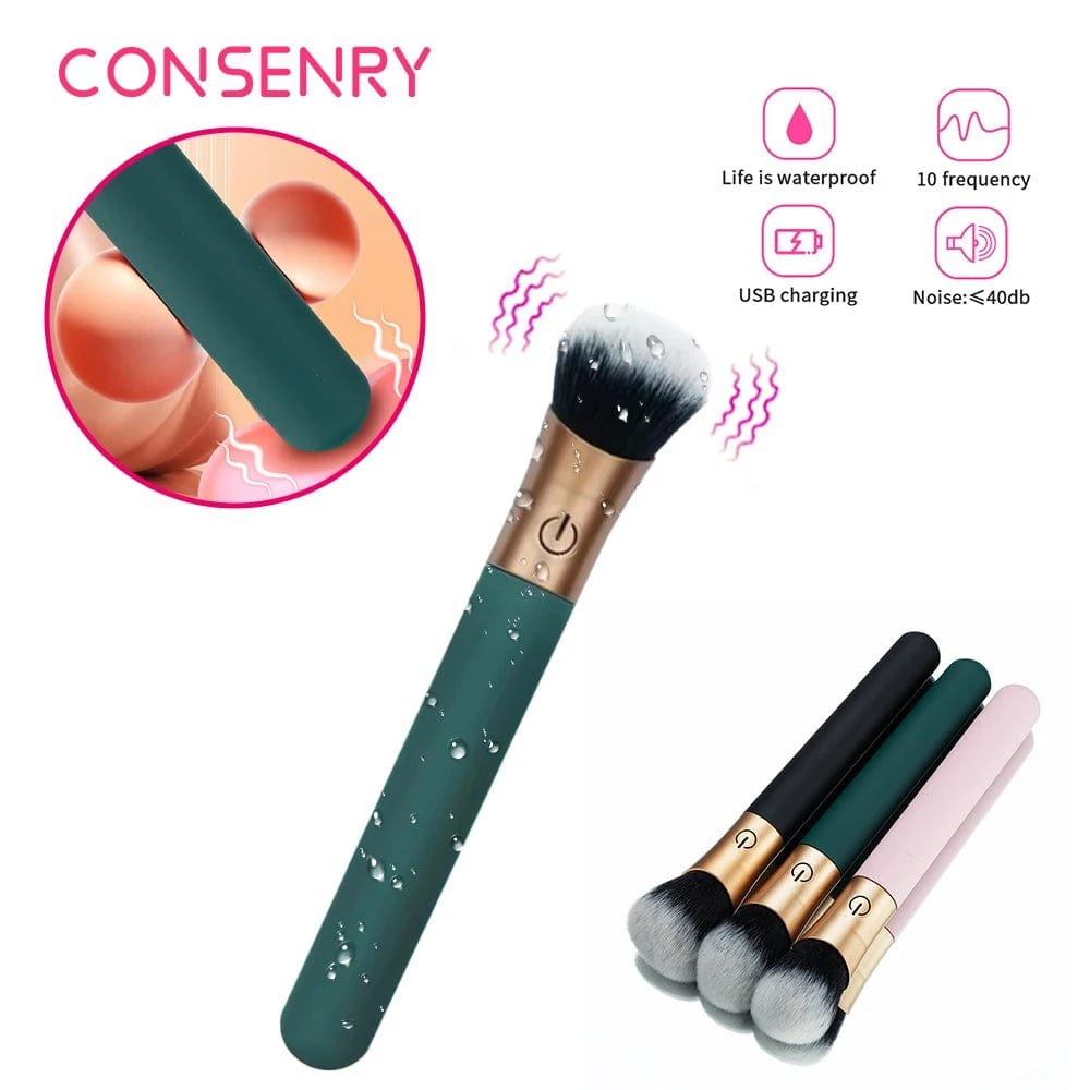 Makeup brush shaped g-spot and clitoral vibrator, photo 10