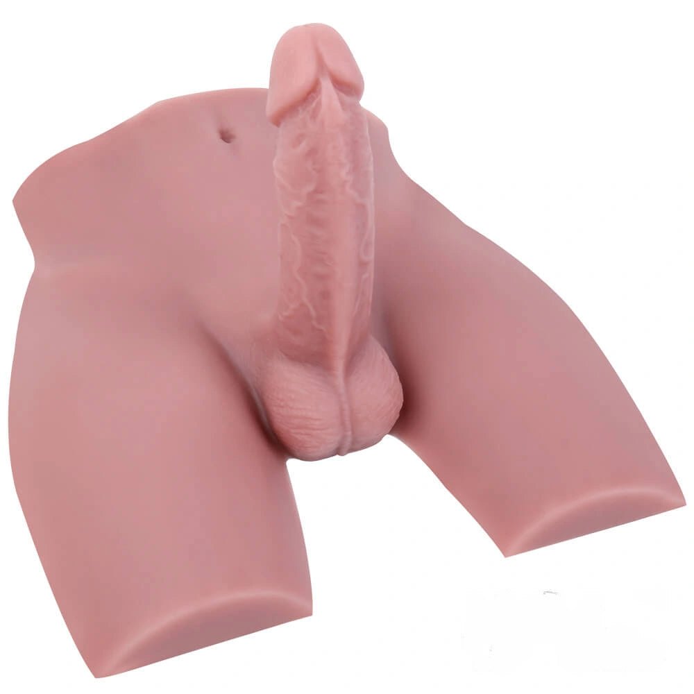 Brown silicone male torso with dildo, photo 1