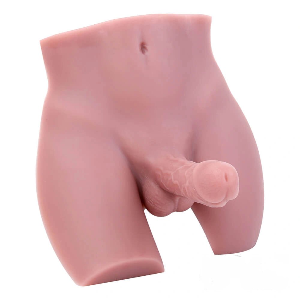 Brown silicone male torso with dildo, photo 3