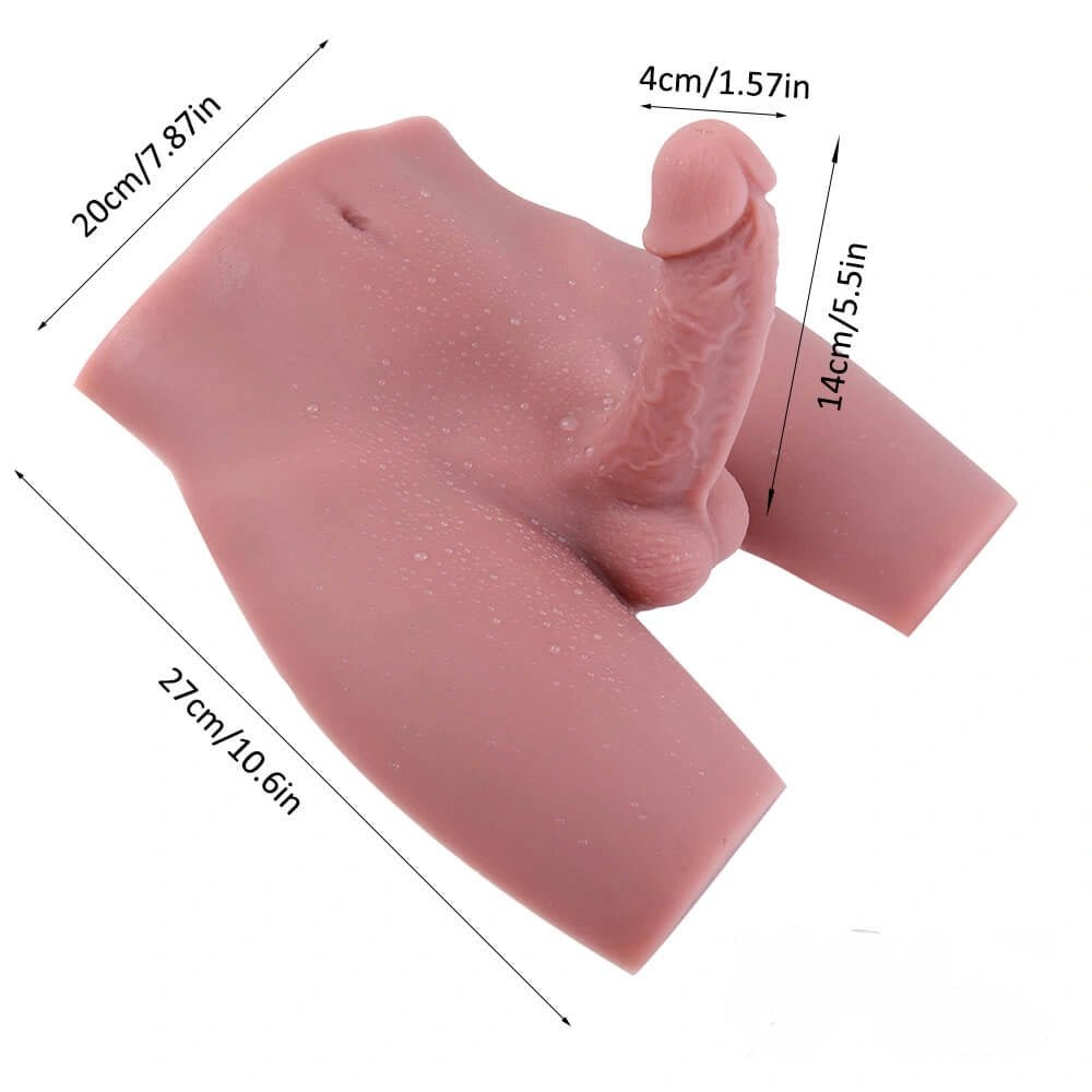 Brown silicone male torso with dildo, photo 6