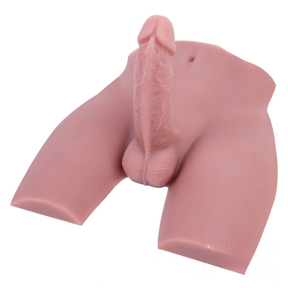 Brown silicone male torso with dildo, photo 9