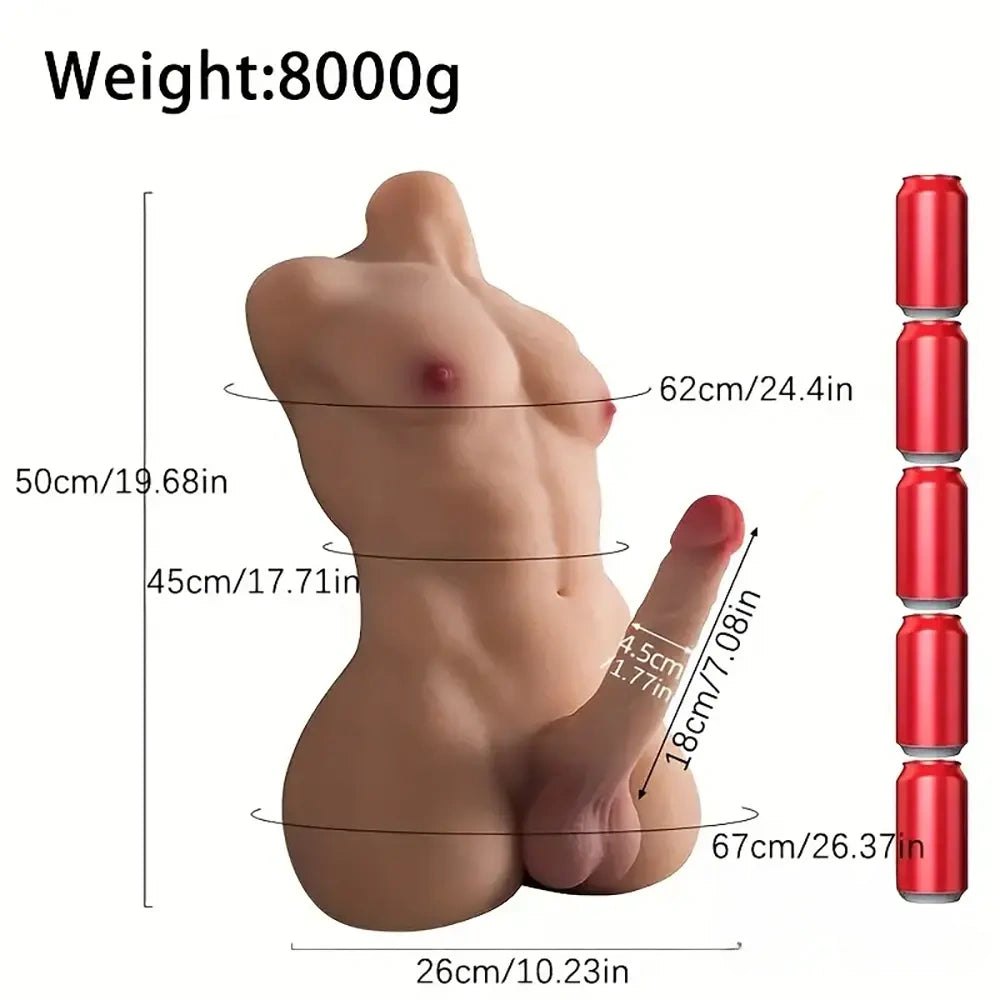 Flesh male torso sex doll with attached dildo