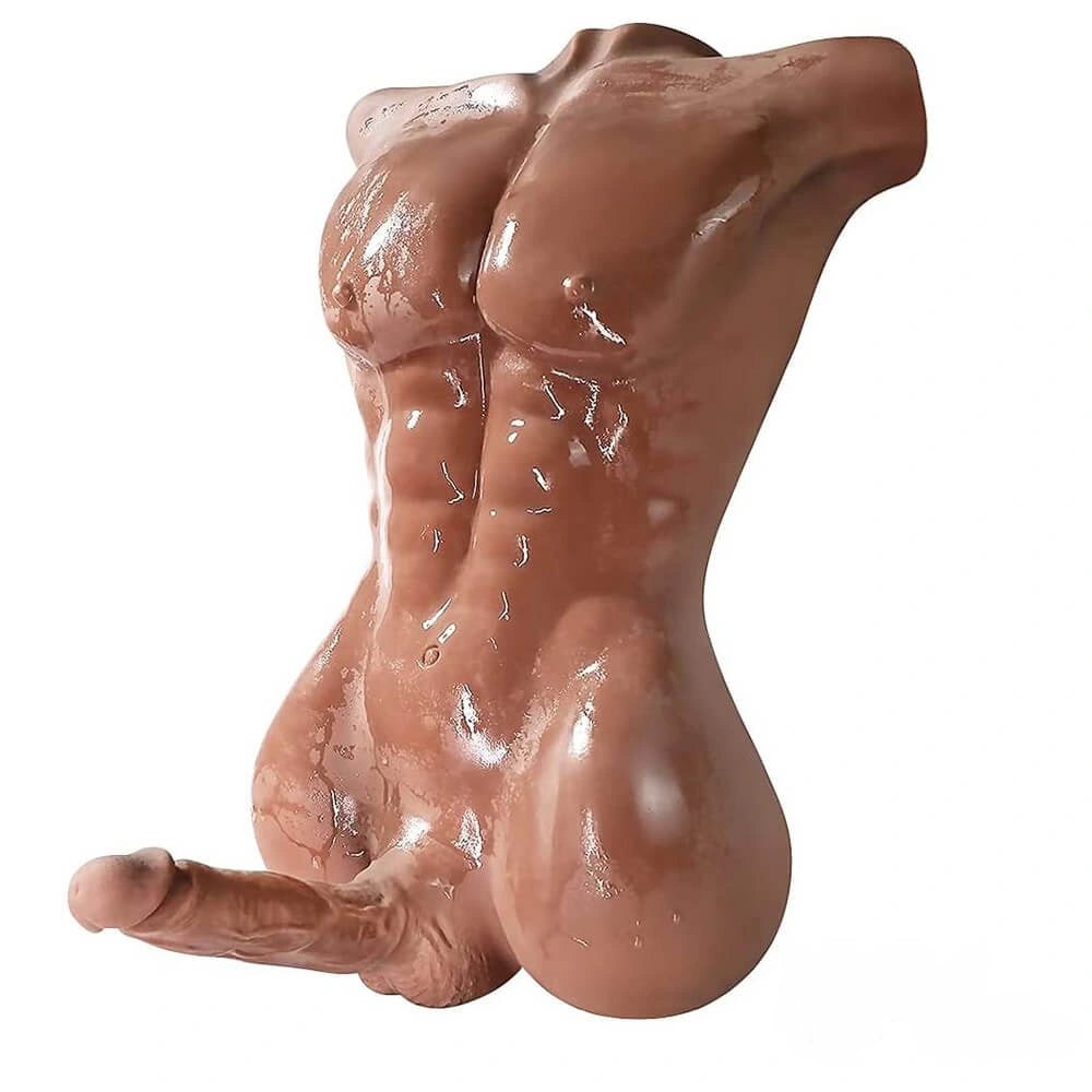 Brown male torso sex doll with built-in shaft