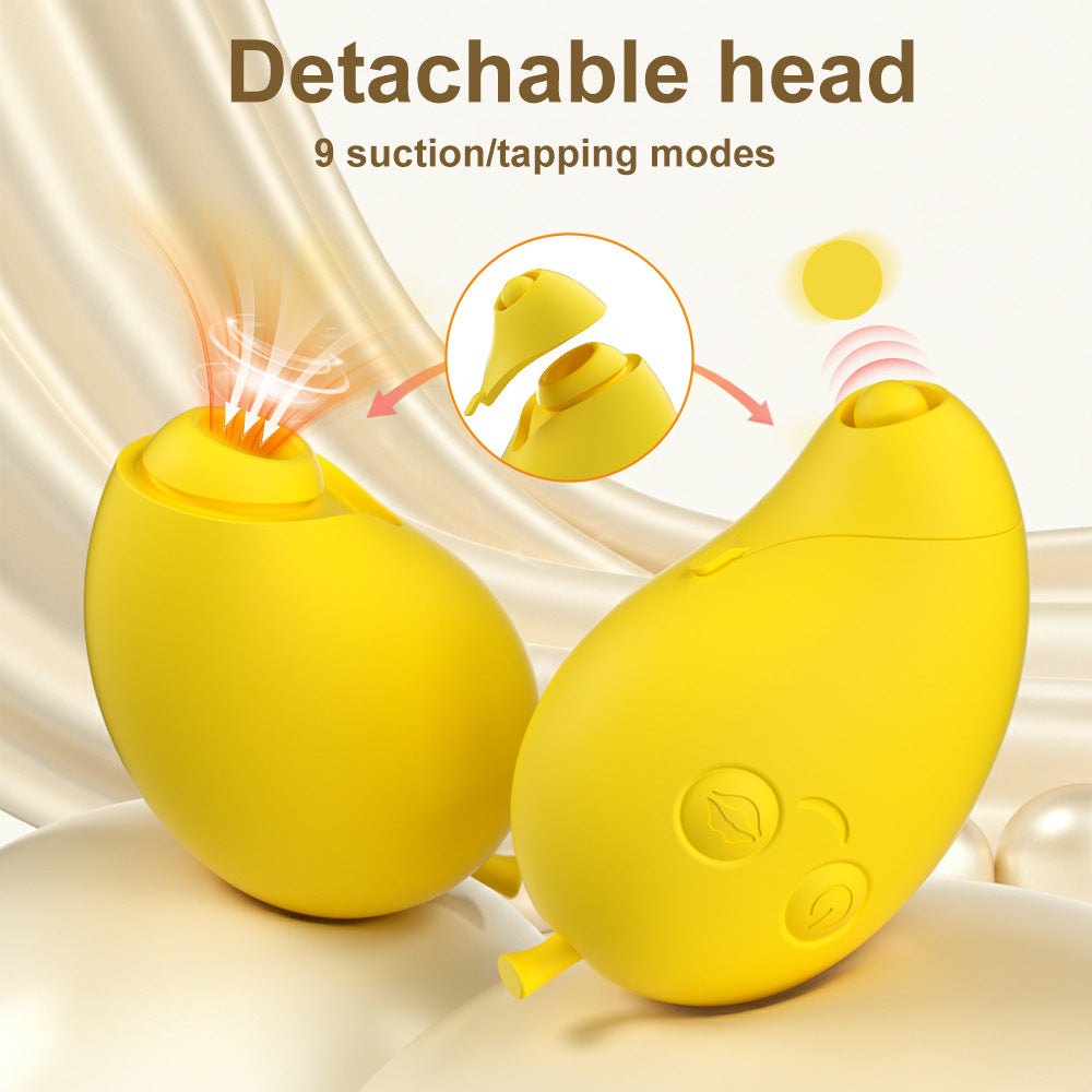 Yellow mango-shaped silicone suction vibrator, photo 10
