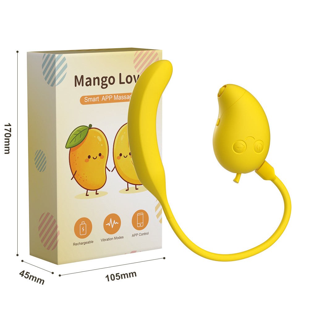 Yellow mango-shaped silicone suction vibrator, photo 11