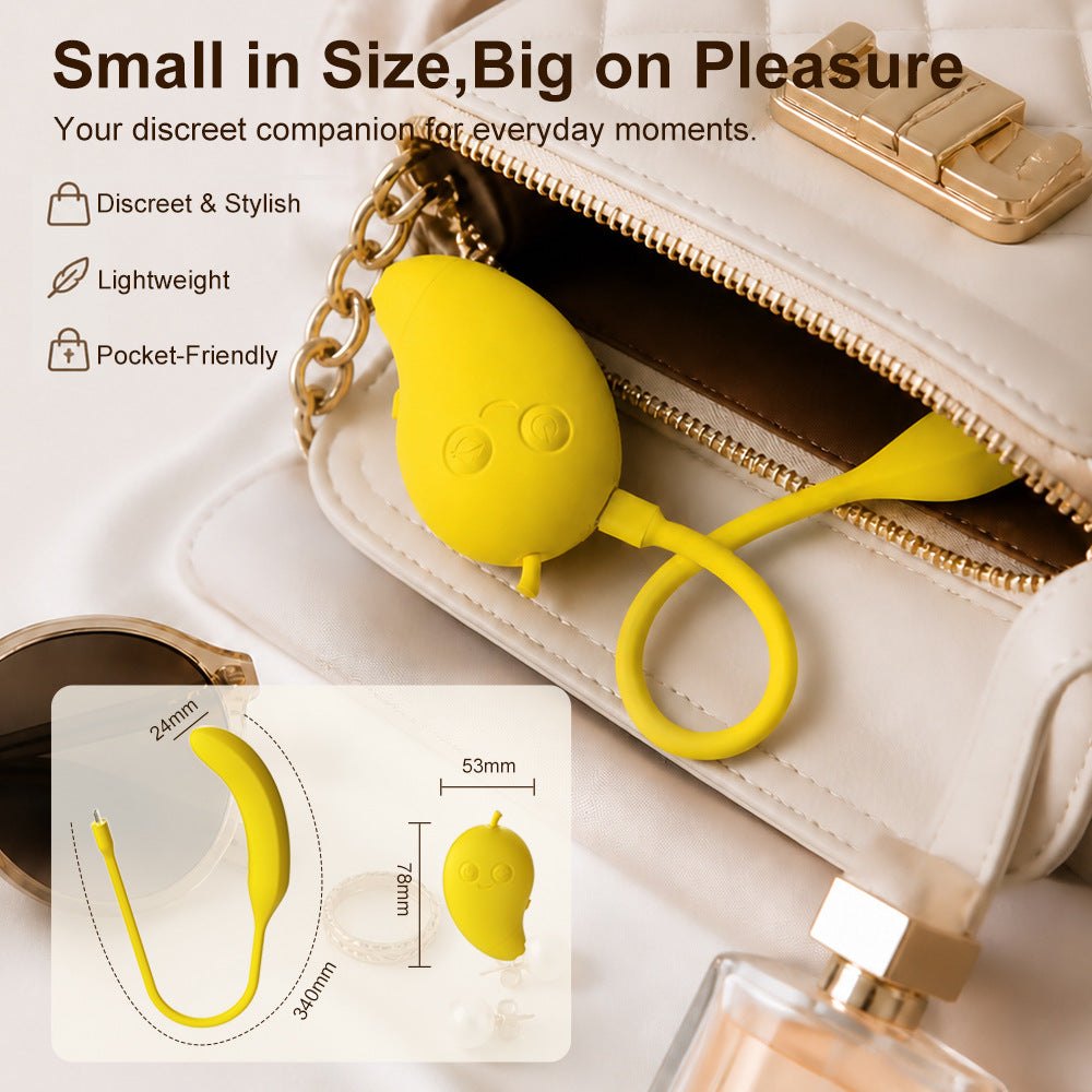 Yellow mango-shaped silicone suction vibrator, photo 4