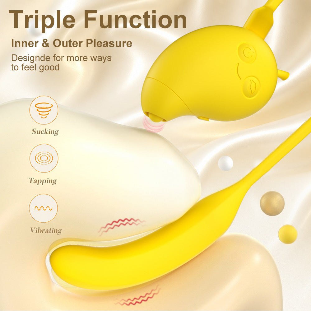 Yellow mango-shaped silicone suction vibrator, photo 7