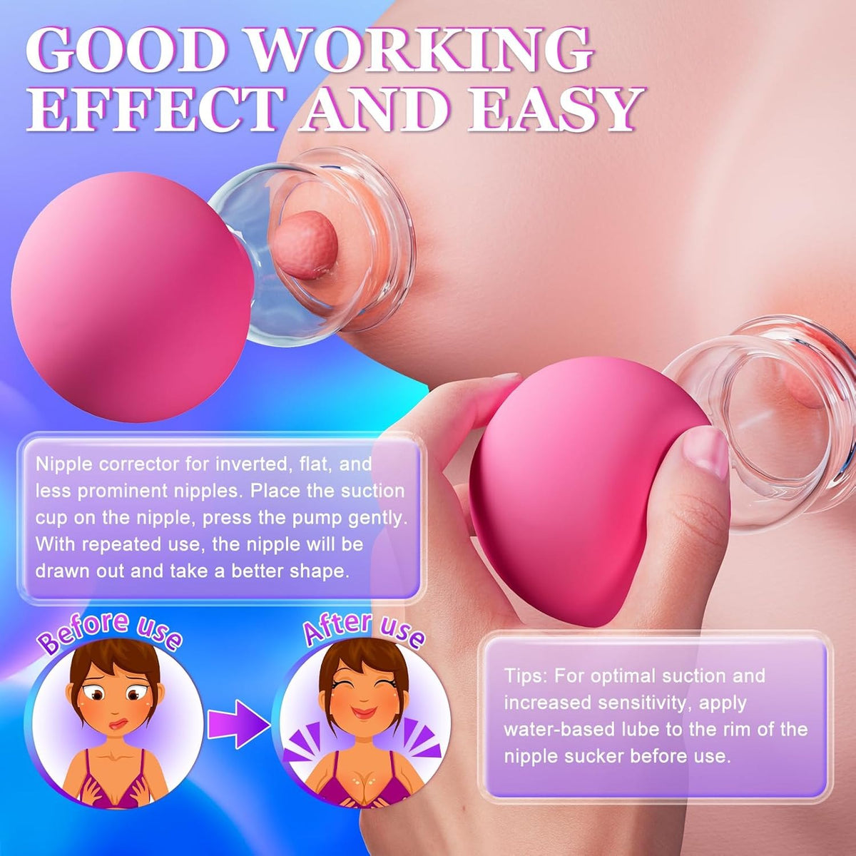 Pink silicone suction nipple cups, photo 5