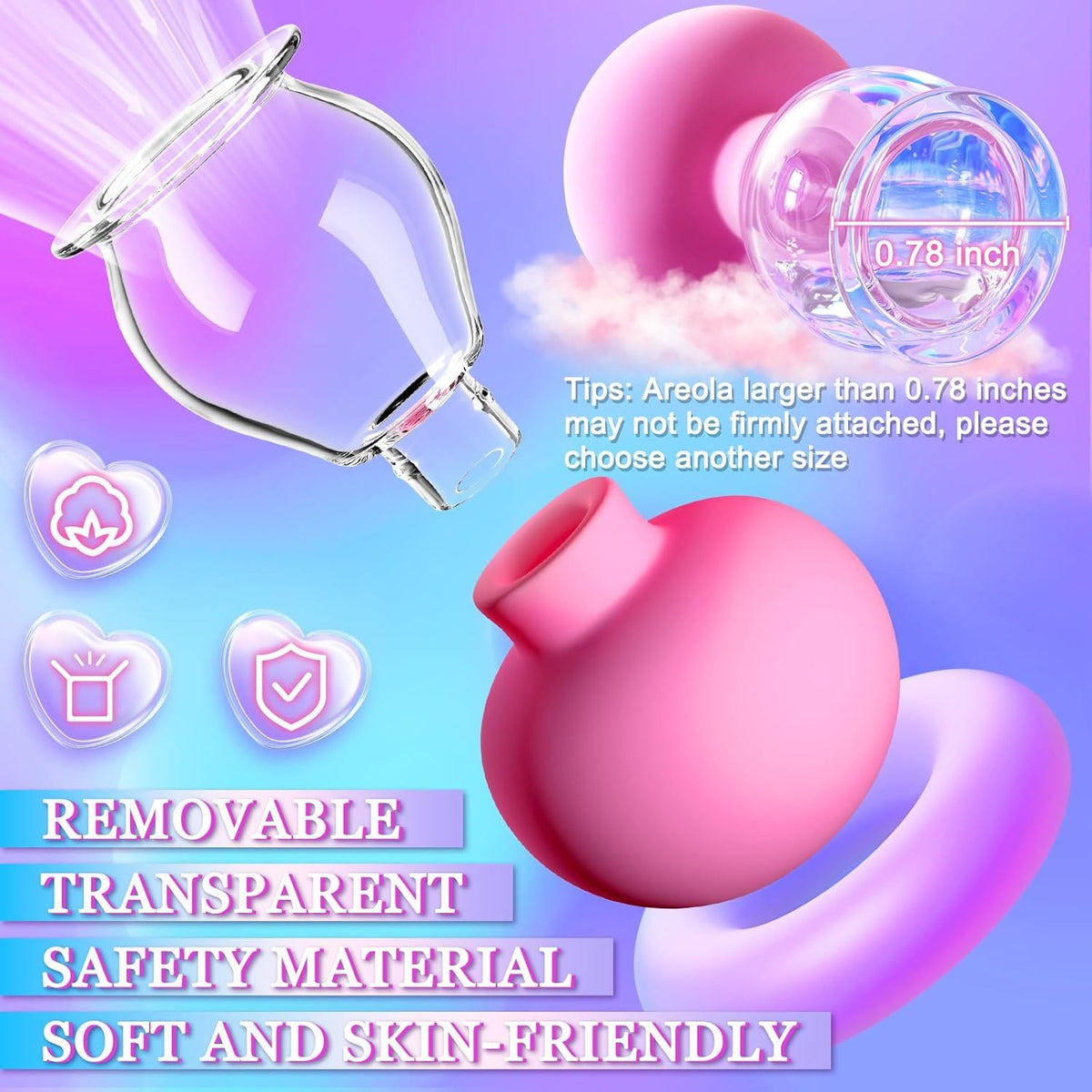 Pink silicone suction nipple cups, photo 6