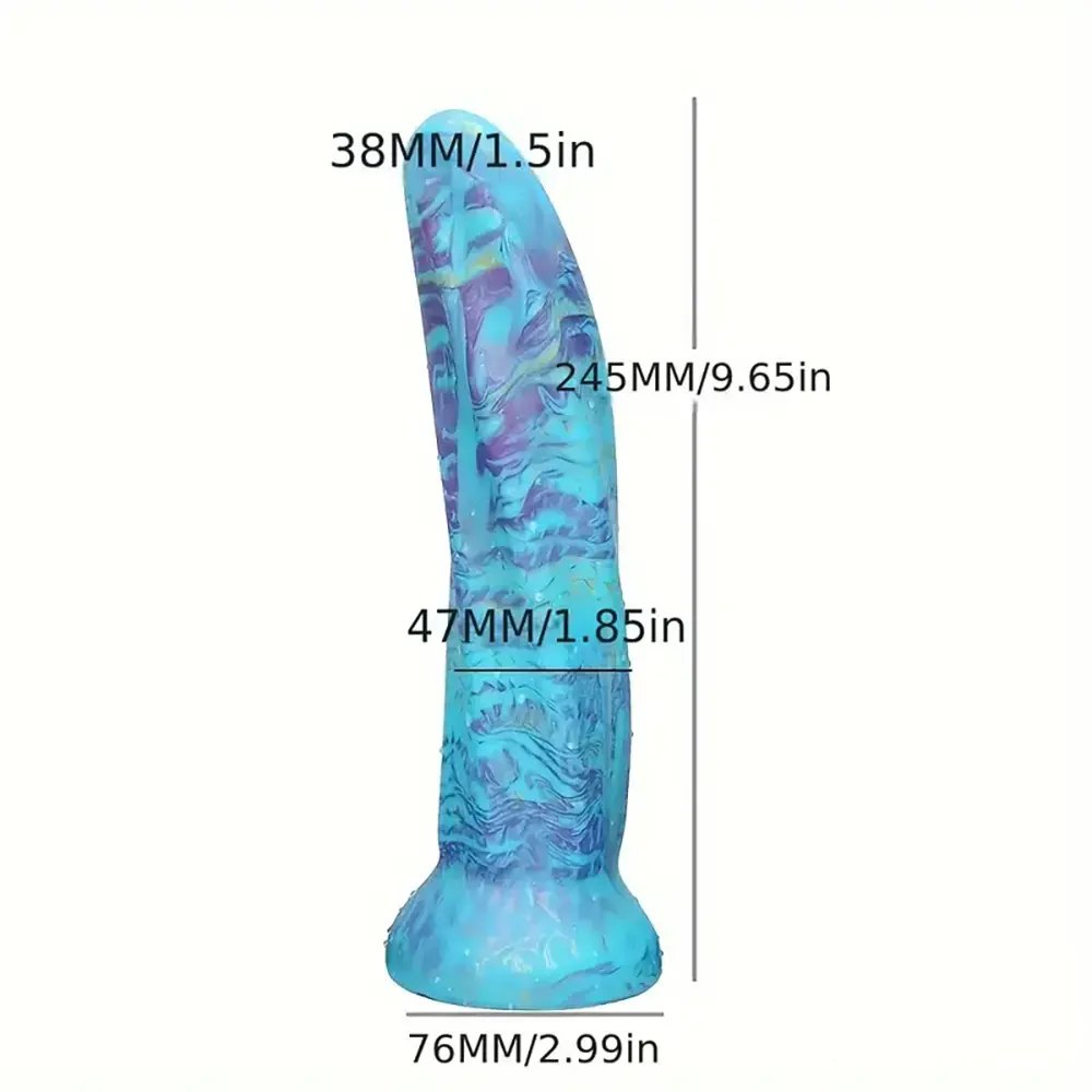 Purple teal gold marbled fantasy dildo, photo 6