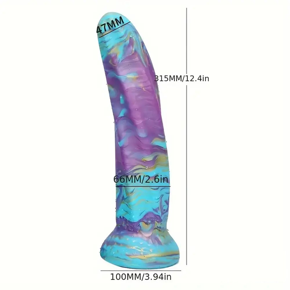 Purple teal gold marbled fantasy dildo, photo 7