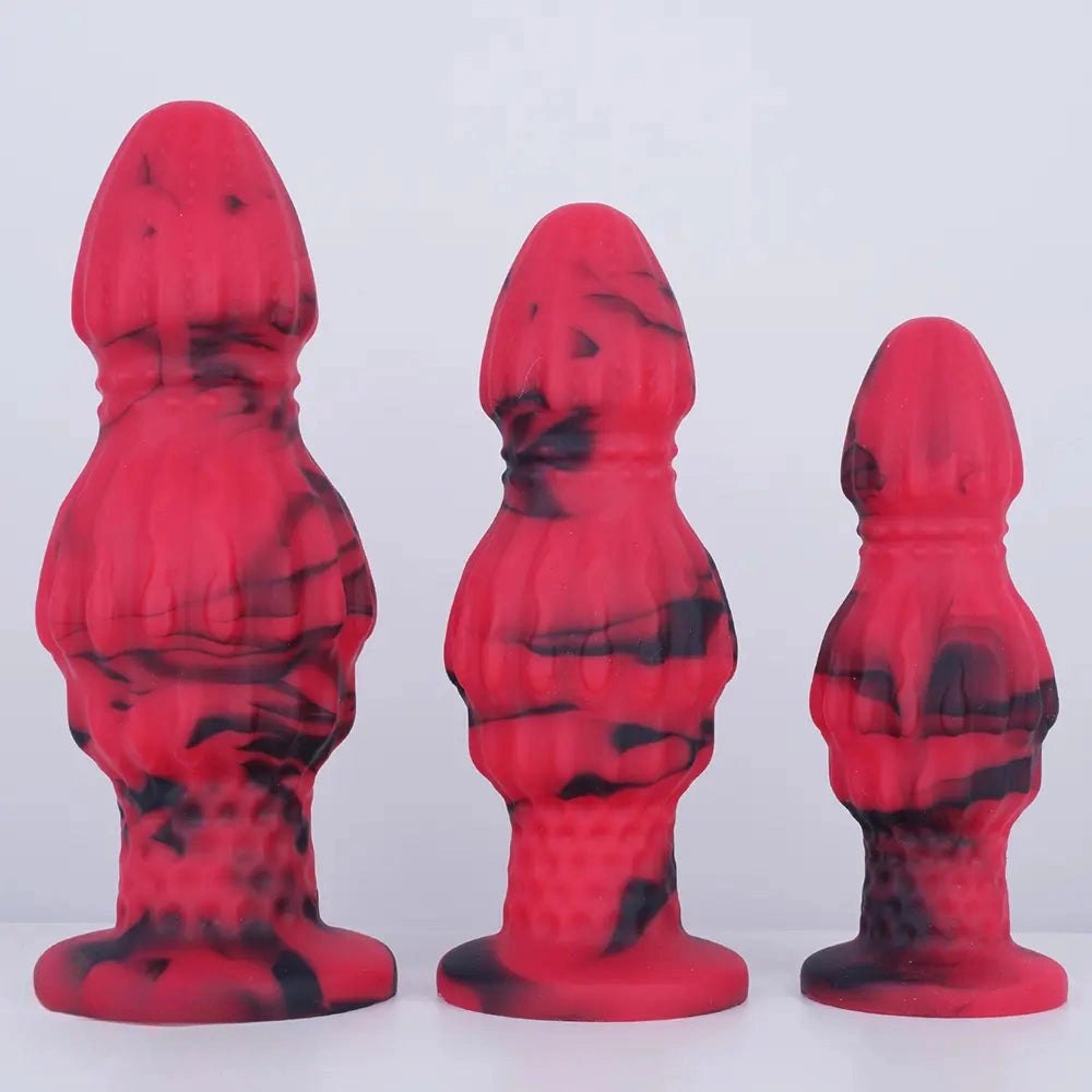 Red and black marbled fantasy plug, photo 1