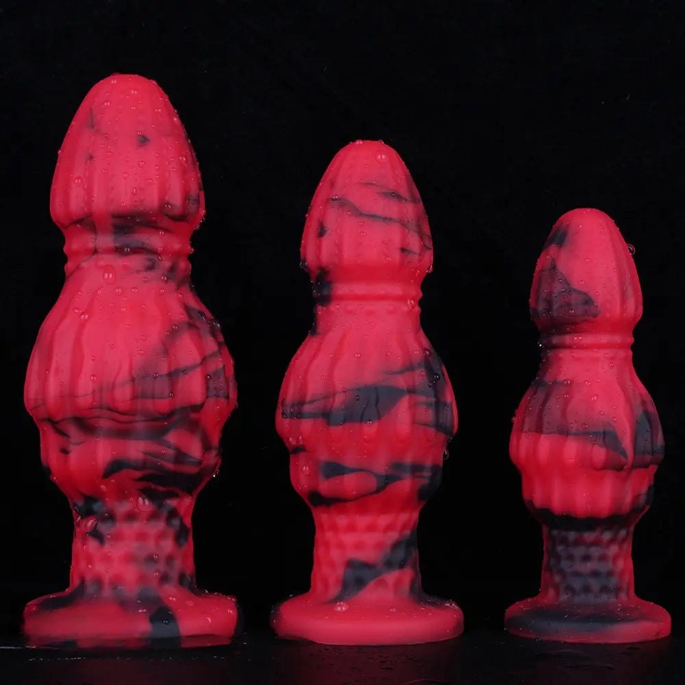 Red and black marbled fantasy plug, photo 3