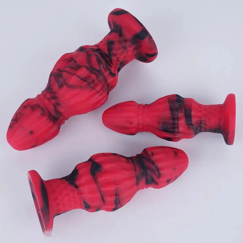 Red and black marbled fantasy plug, photo 5
