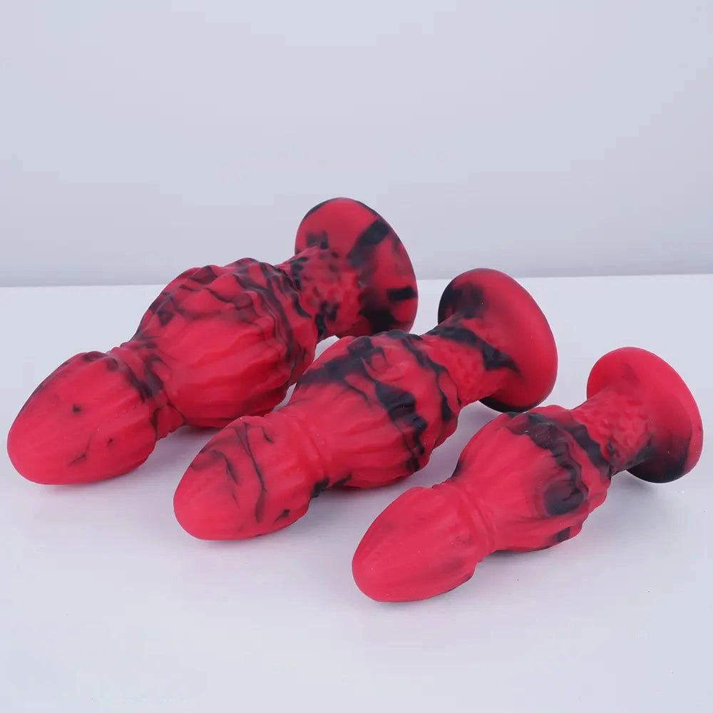 Red and black marbled fantasy plug, photo 6
