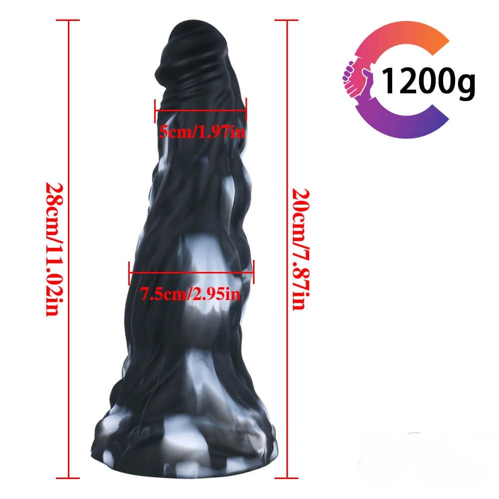 Marbled silicone curved fantasy dildo, photo 10