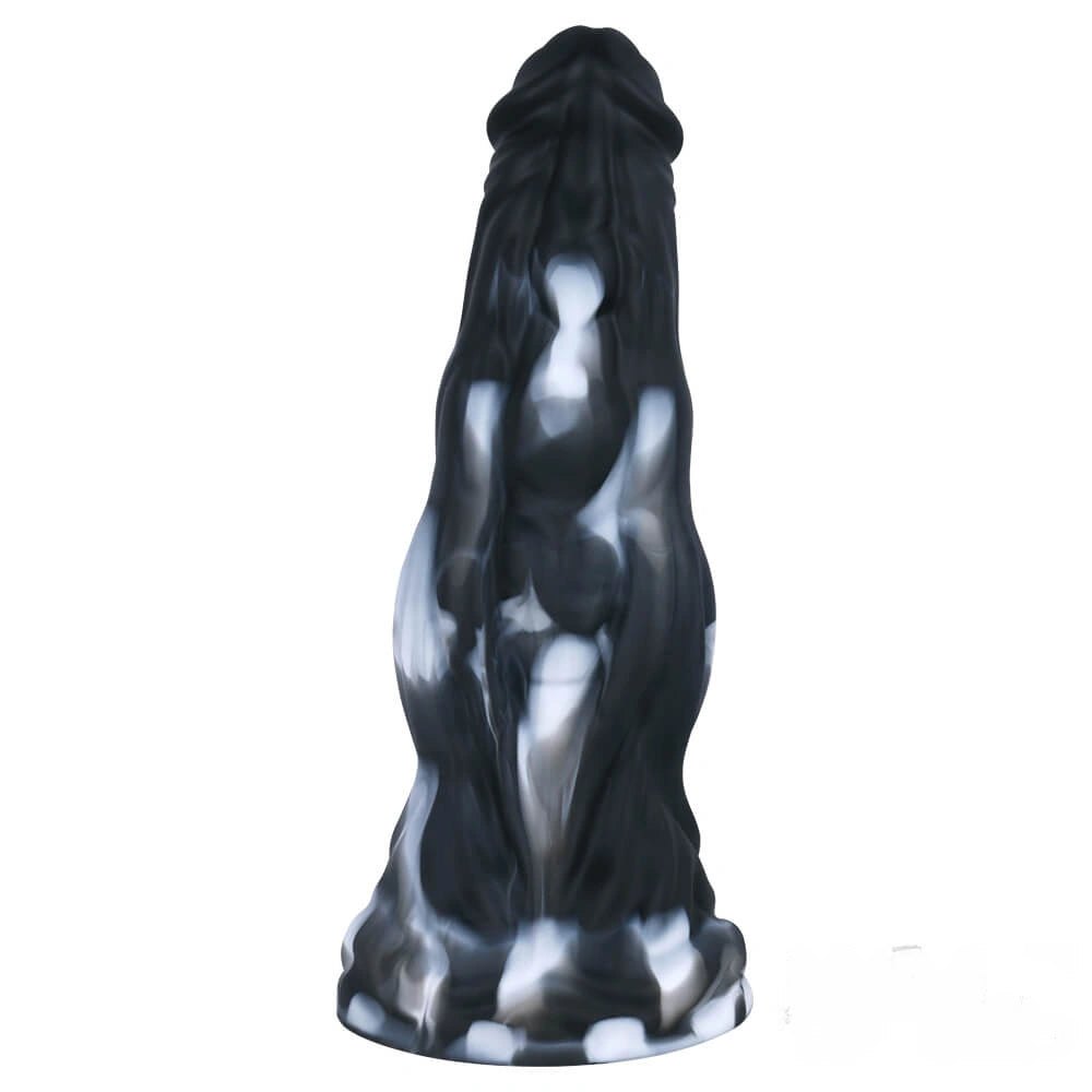 Marbled silicone curved fantasy dildo, photo 2