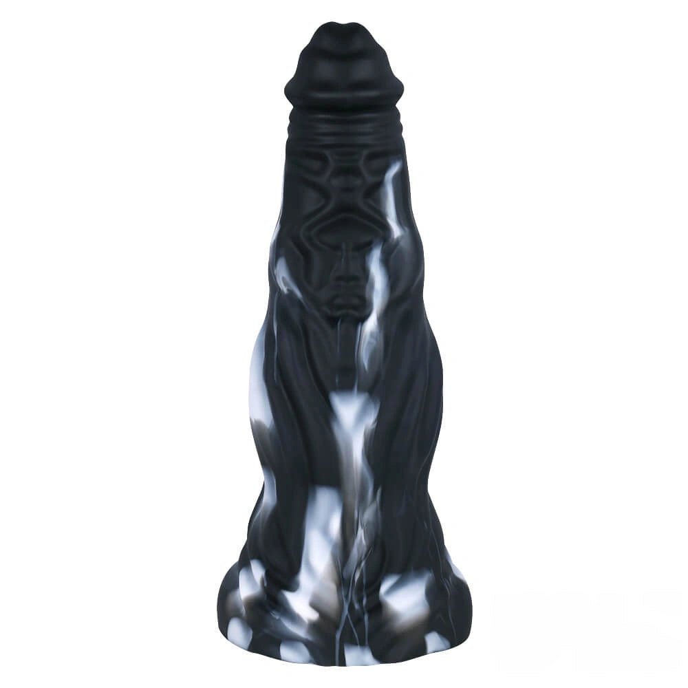 Marbled silicone curved fantasy dildo, photo 4