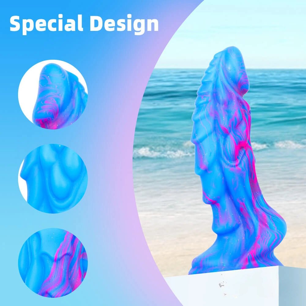 Blue and pink marbled dragon dildo, photo 3