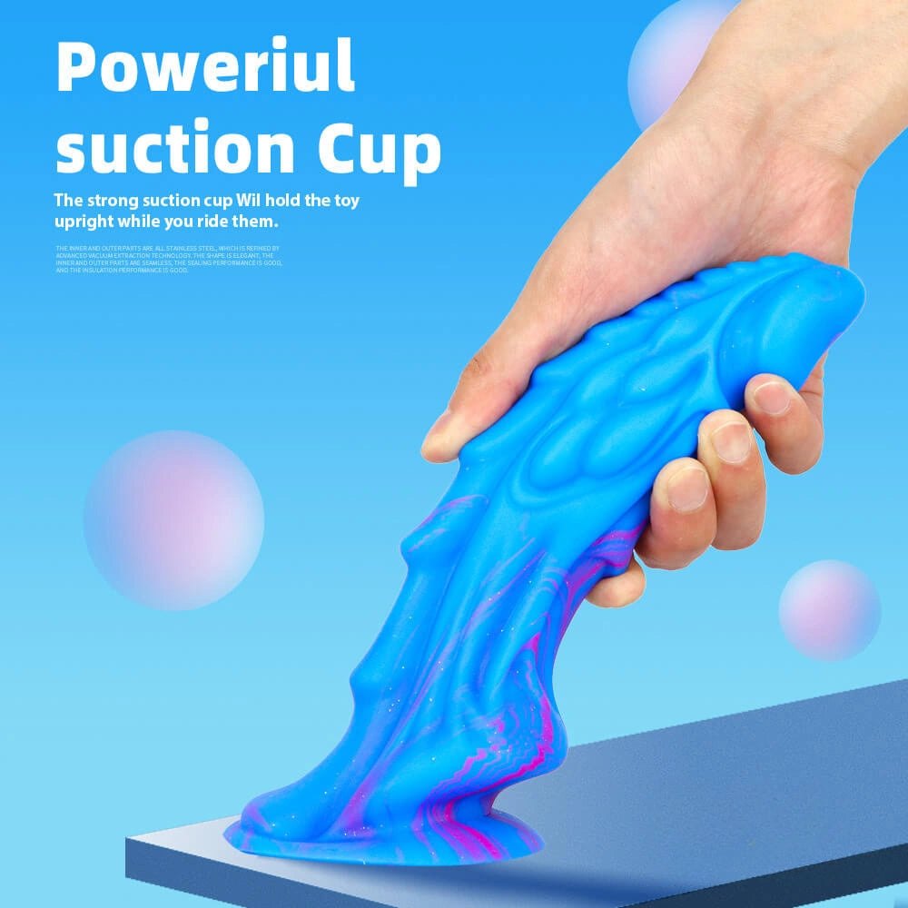 Blue and pink marbled dragon dildo, photo 4