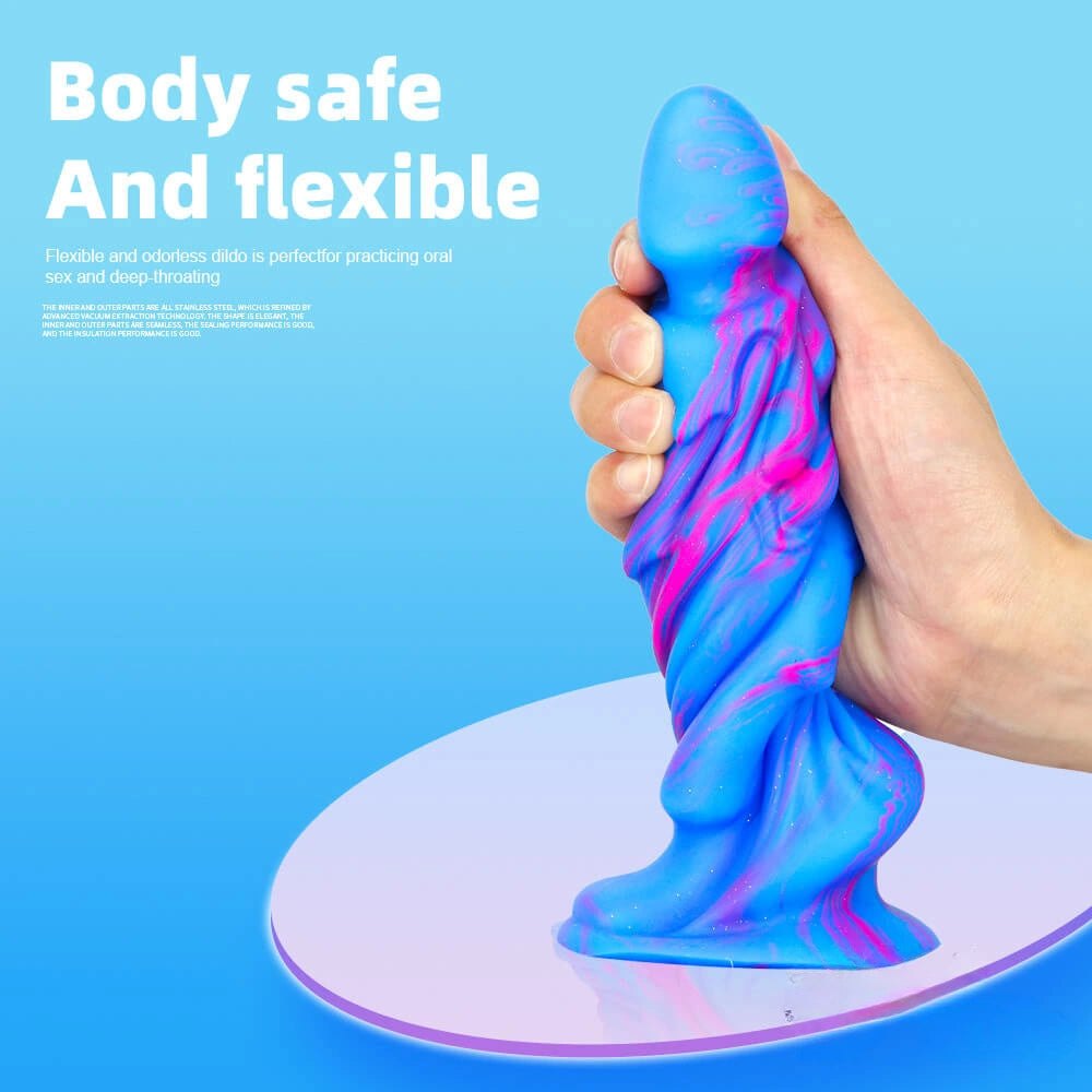 Blue and pink marbled dragon dildo, photo 6