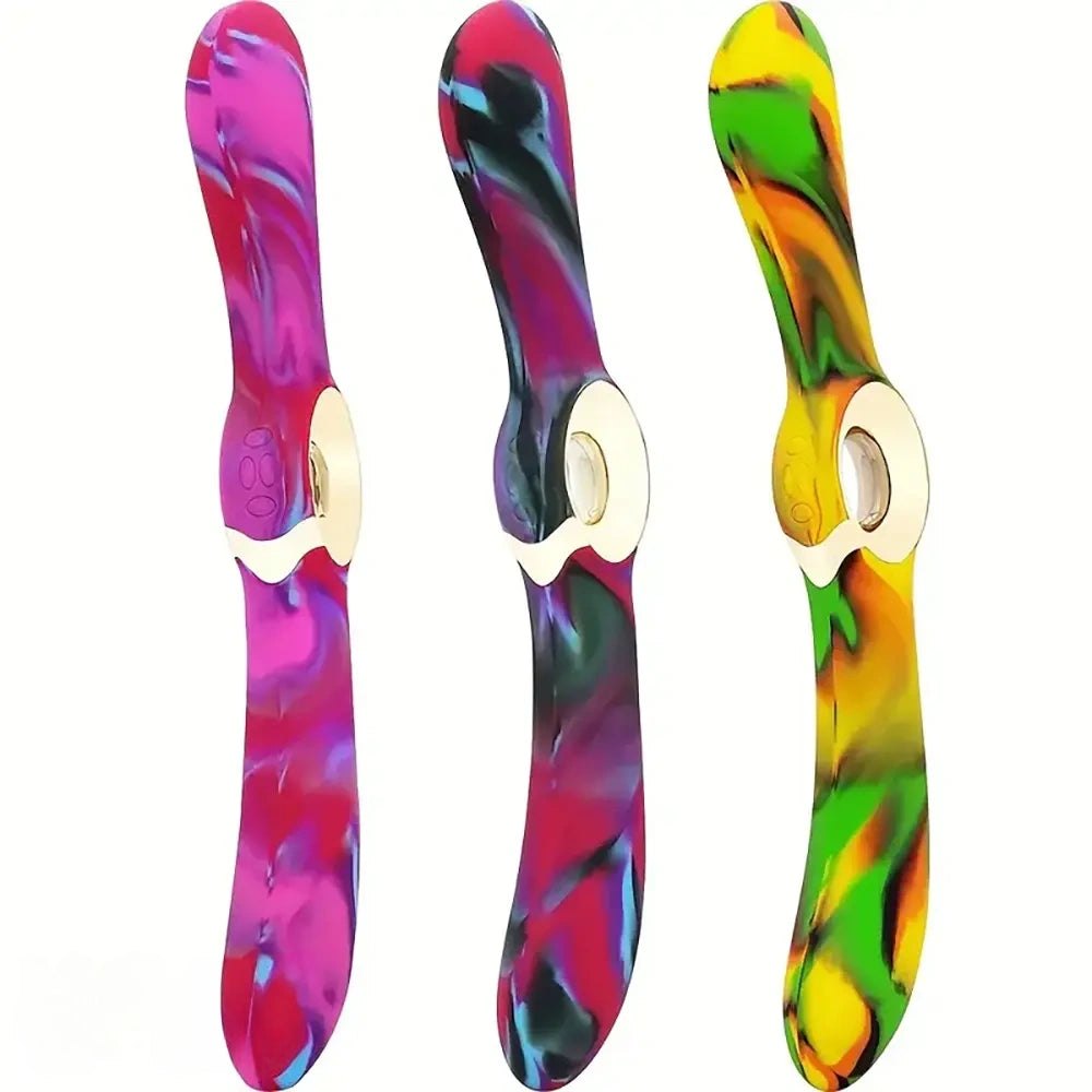 Marbled dual-ended silicone dildo, photo 1